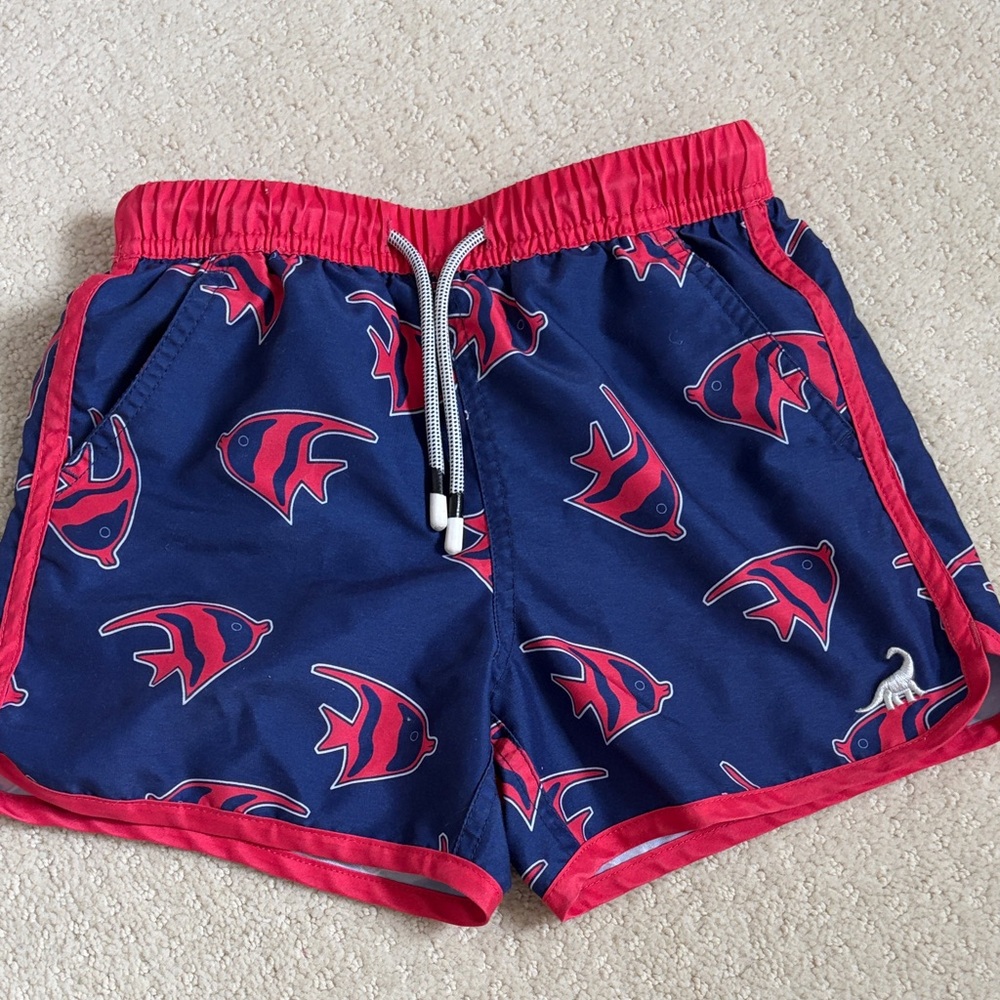 Boy’s Swim Trunks - Blue and Red Fish Design